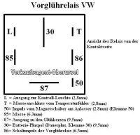 Automobilrelais 12 V / 70 A, Vorgl&uuml;hrelais mit Nachgl&uuml;hautomatik (VW)