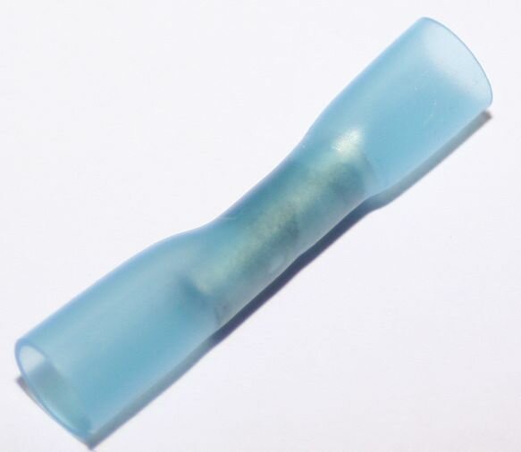 Stossverbinder Blau 1,5 - 2,5 mm&sup2; mit Schrumpfschlauch